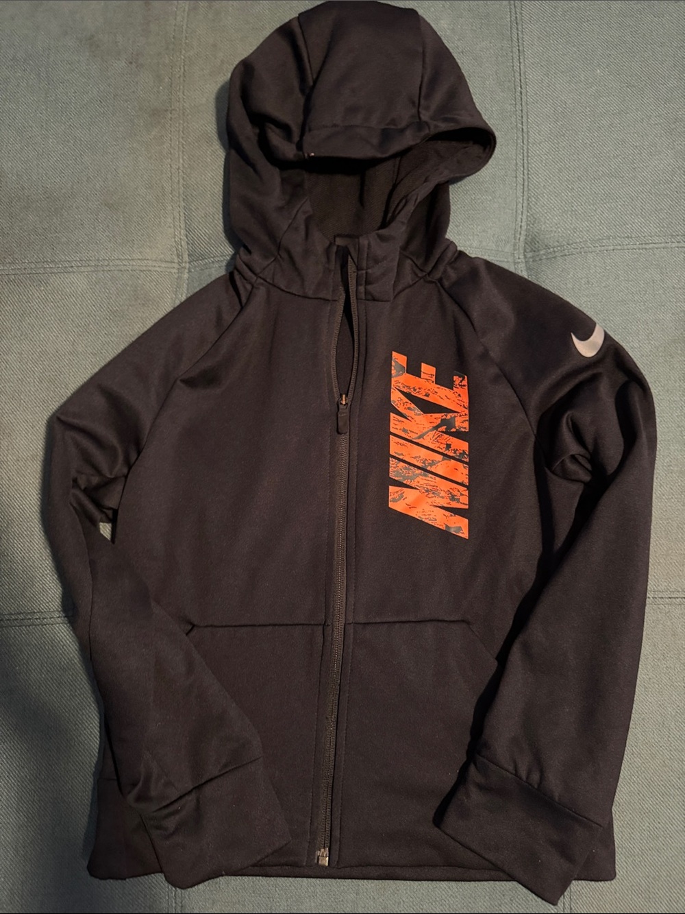 Nike Black Hoodie with Orange Graphic